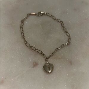 Tiffany & Co Gold Chain Bracelet with Heart Charm